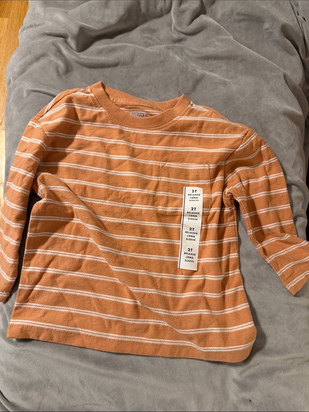 Cat & Jack Rust-Orange Striped Long Sleeve Tee